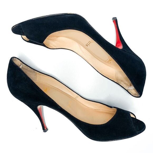 Christian Louboutin Black Peep Toe Heels - Picture 5 of 10